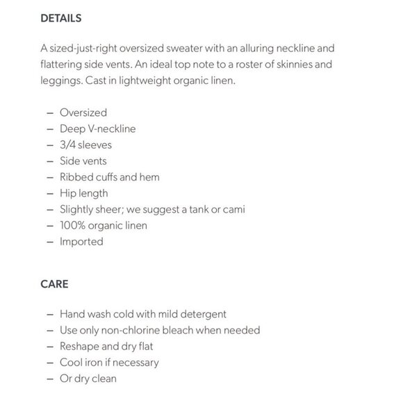 Garnet Hill Linen Sweater Oversized V Neck Boxy Dolman Sleeve Lagenlook Sz L - Picture 4 of 12